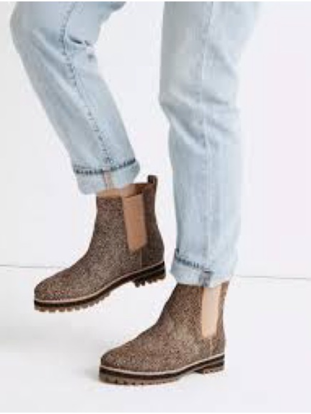 Madewell Ivy Chelsea Speckled Brown Boots/ genuine calf hair size 8 NWOT / NWOB
